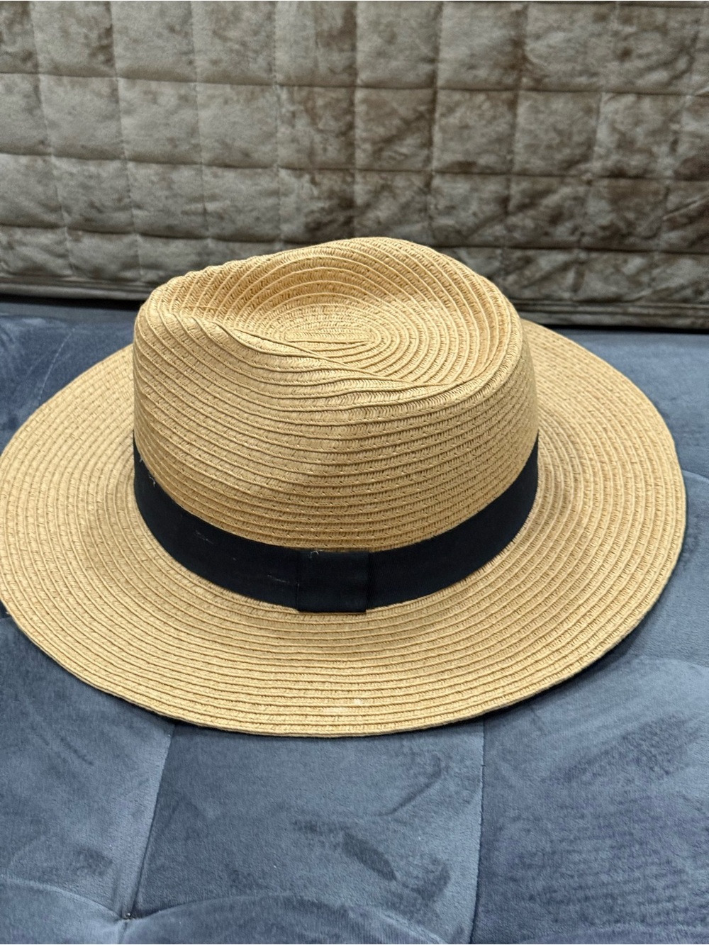Source Unknown Tan Straw Hat with Black Band - Women's Sun Hat